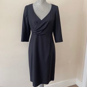 J Crew Career Surplice V Neck Career Business Shift Dress Gray 100% Wool Size 8